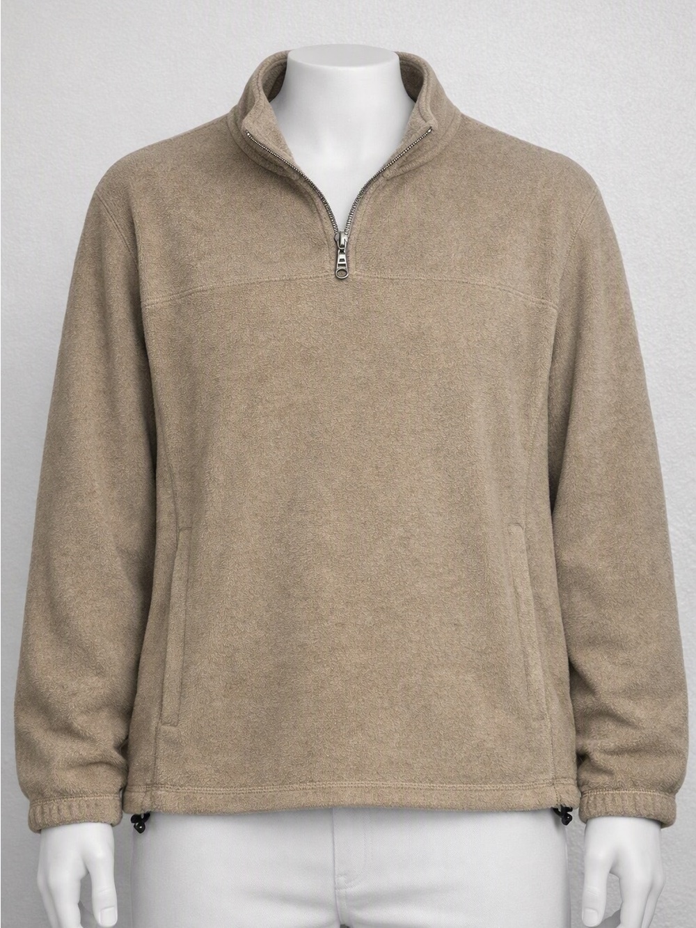 croft & barrow Taupe Quarter-Zip Fleece Pullover